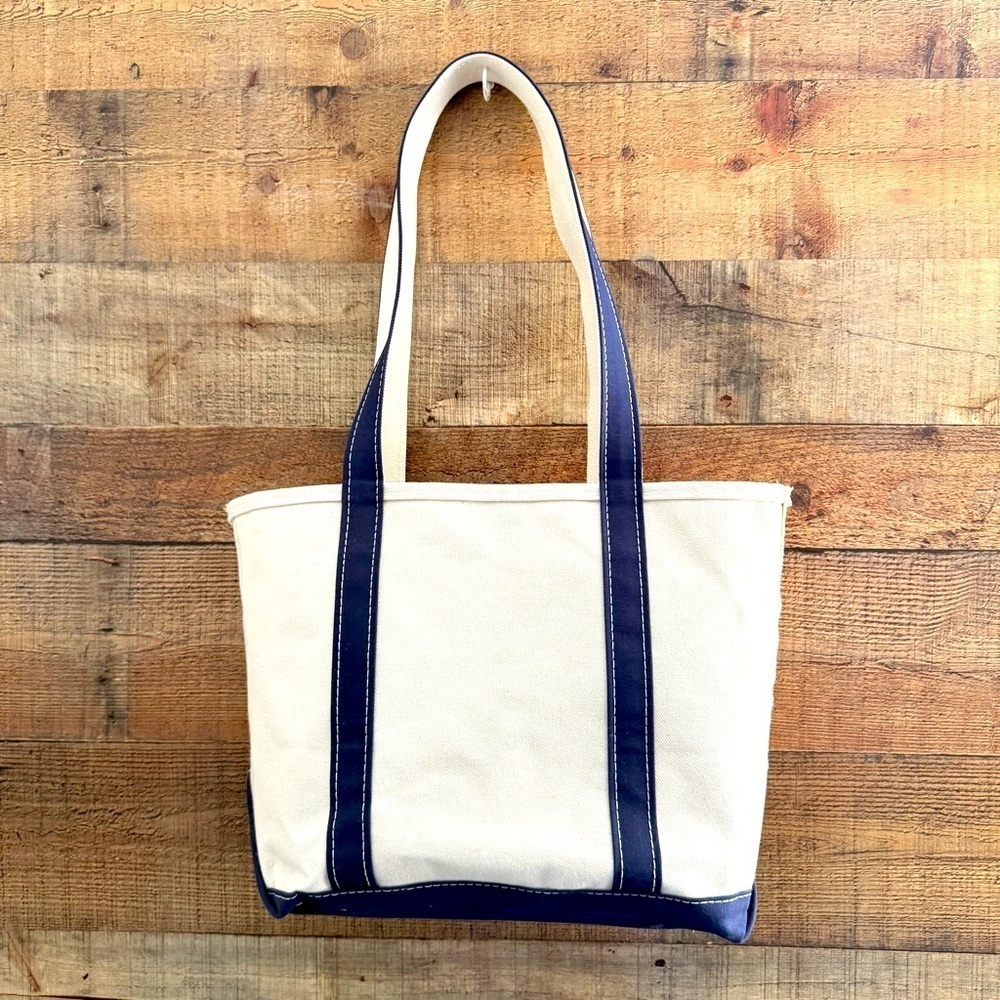 NWOT L.L.Bean The Original Boat and Tote Bag Cream & Navy